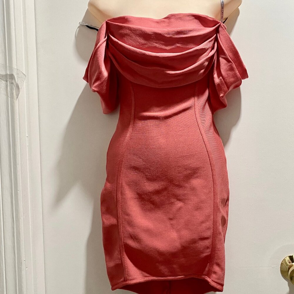 3) Bandage Coquette 2010s Indie Y2K Festival Draped Neck Bodycon Mini Dress XS/S